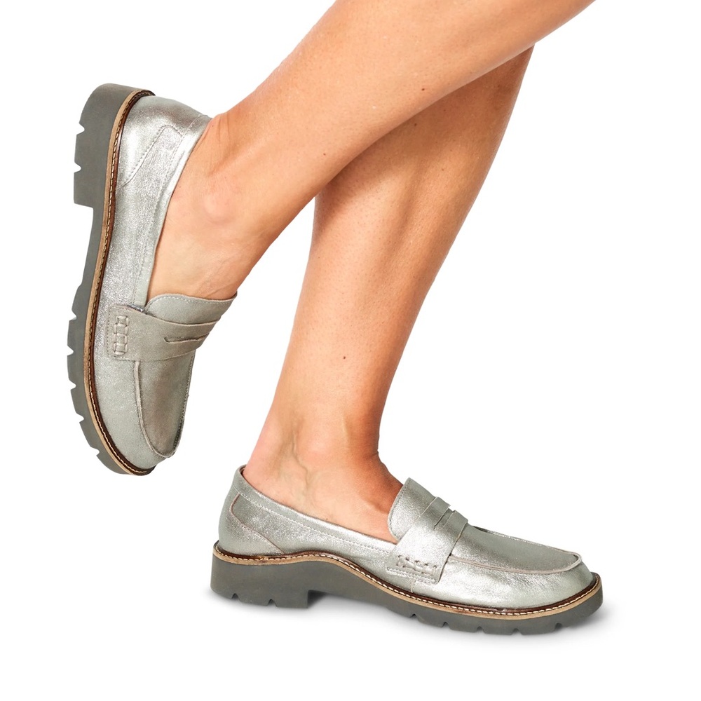 AETREX COLLETTE ARCH SUPPORT LOAFER WOMEN'S BRUSHED SILVER 7.5